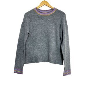 NWT J. Crew Wool Blend Heathered Grey Crew Neck Sweater Cozy Extra Soft $89